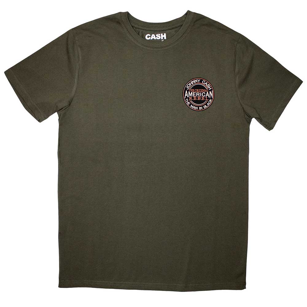 Johnny Cash Unisex T-Shirt: Mini American Rebel Logo (Medium)