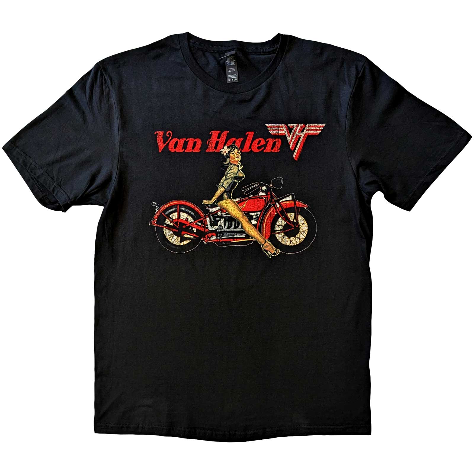 Van Halen Unisex T-Shirt: Pin-up Motorcycle (Large)