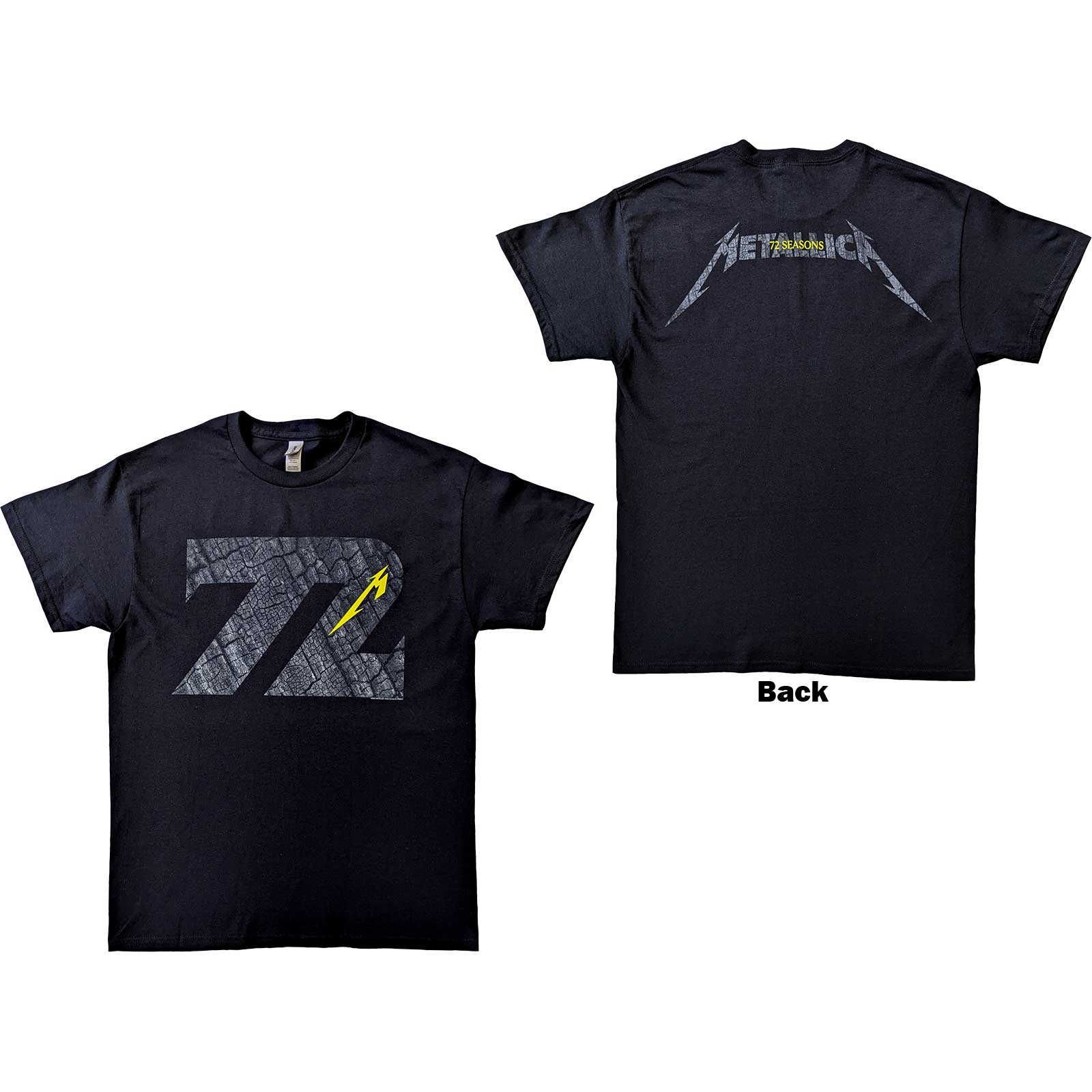 Metallica Unisex T-Shirt: 72 Seasons Charred Logo (Back Print) (Medium)