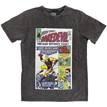 Marvel Comics Unisex Stone Wash T-Shirt: Here Comes Daredevil Comic (Charcoal Grey) (X-Large)