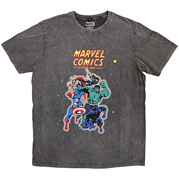 Marvel Comics Unisex Stone Wash T-Shirt: Avengers (Charcoal Grey) (Large)