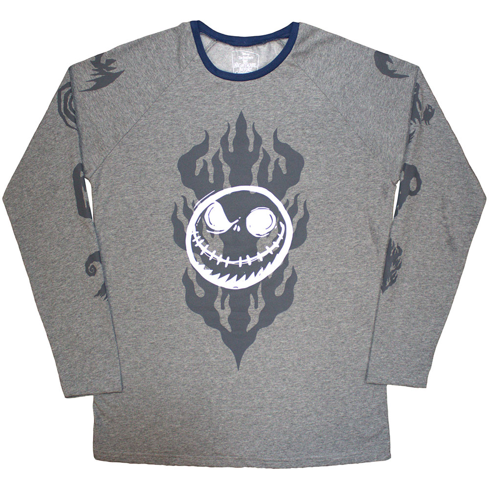 The Nightmare Before Christmas Unisex Long Sleeve T-Shirt: Flaming Jack (Embellished) (X-Large)