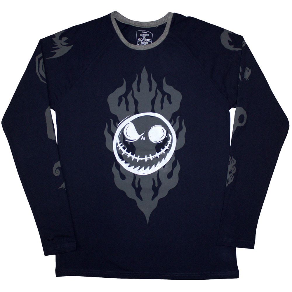 The Nightmare Before Christmas Unisex Long Sleeve T-Shirt: Flaming Jack (Embellished) (Small)