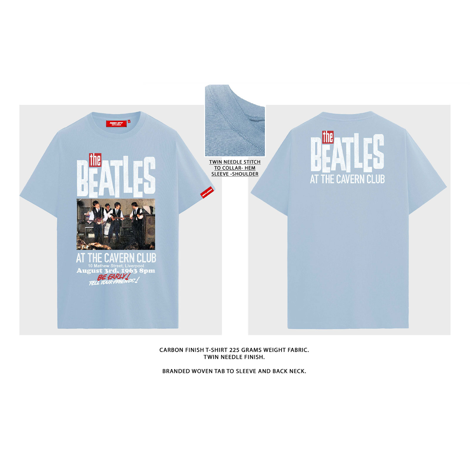 The Beatles Unisex Premium T-Shirt: Cavern (Ljusblå) (Ryggtryck) - 7