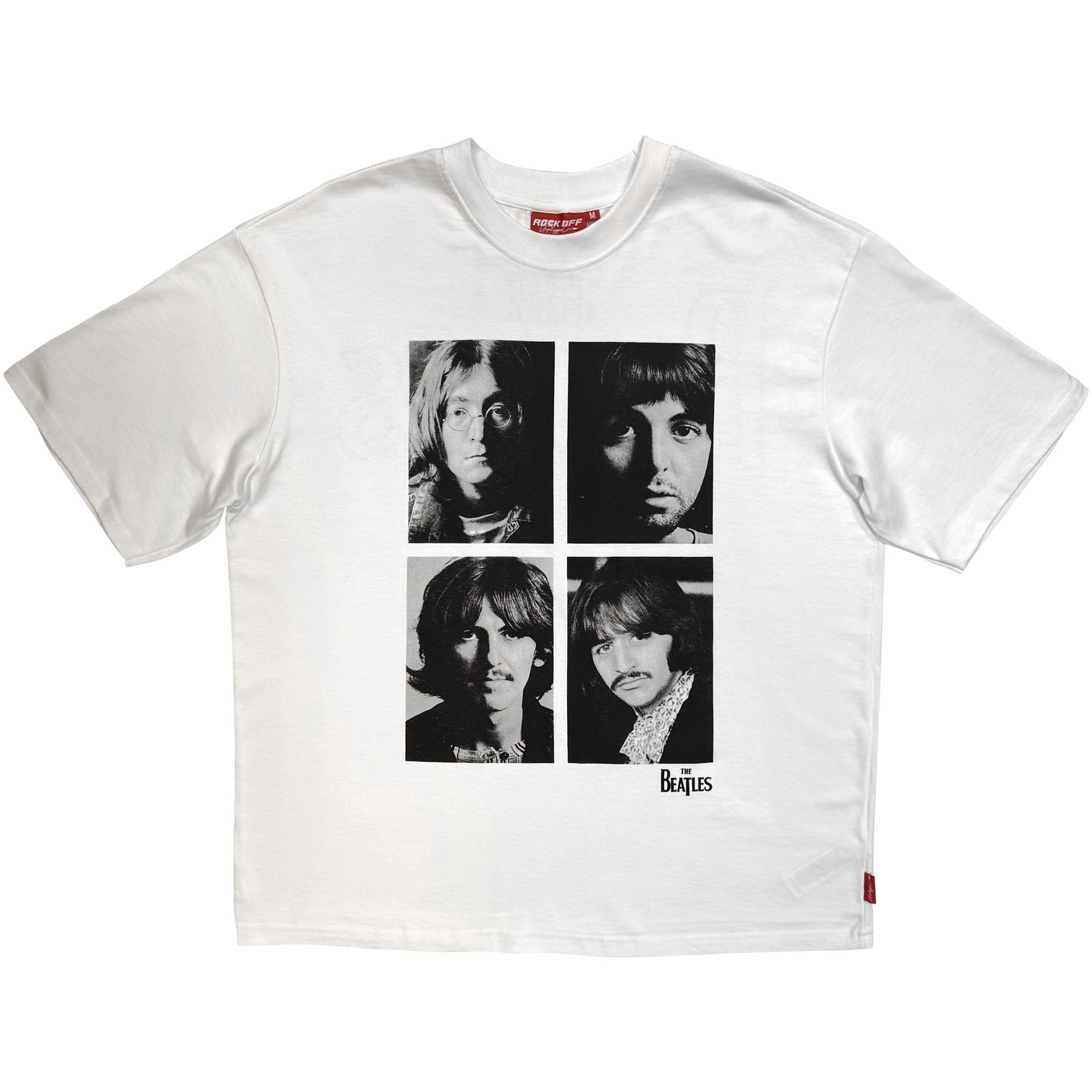The Beatles Unisex Premium T-shirt: Four Portrait Wash (vit) - 5