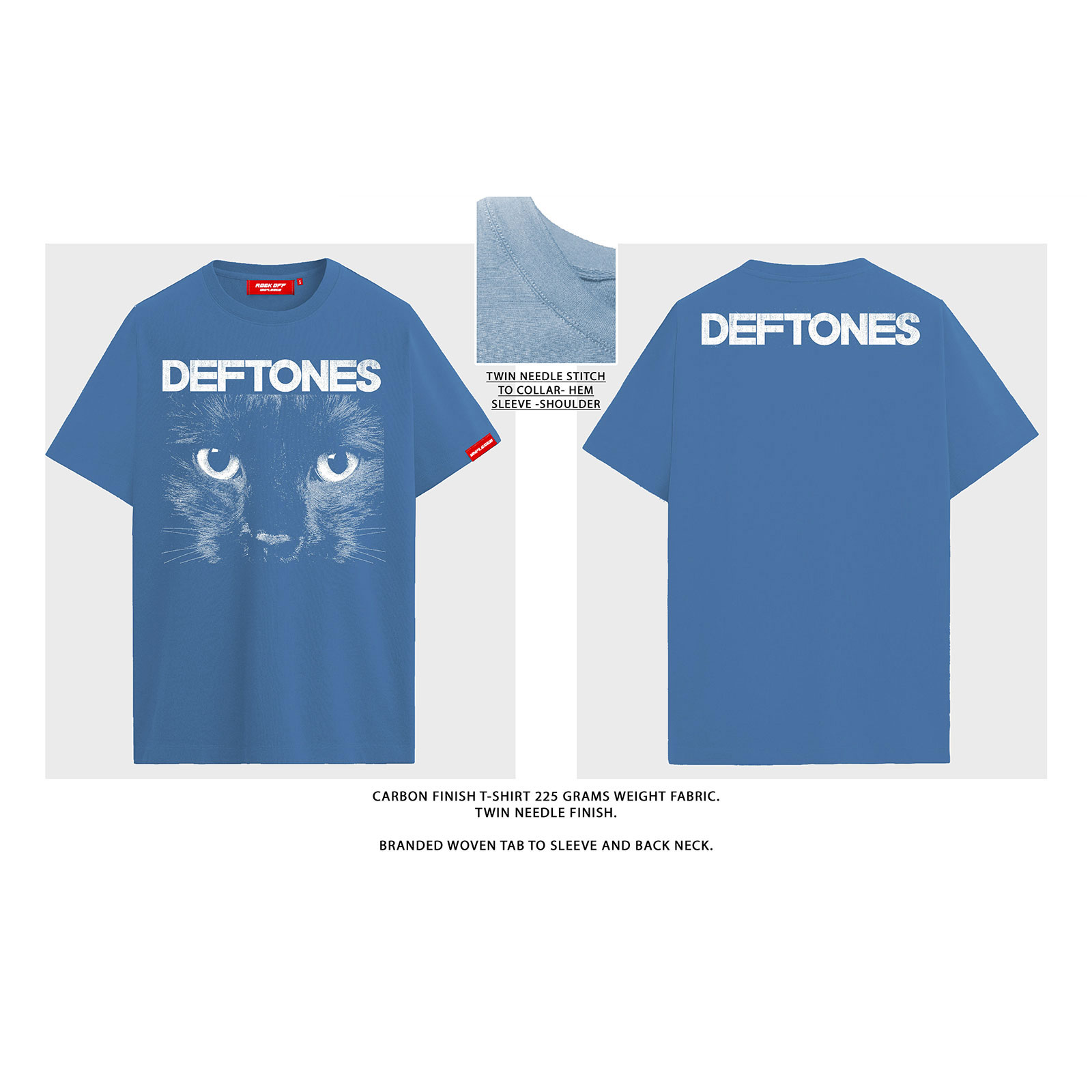 Deftones Unisex Premium T-shirt: Sphynx (Blå) (Ryggtryck) - 7