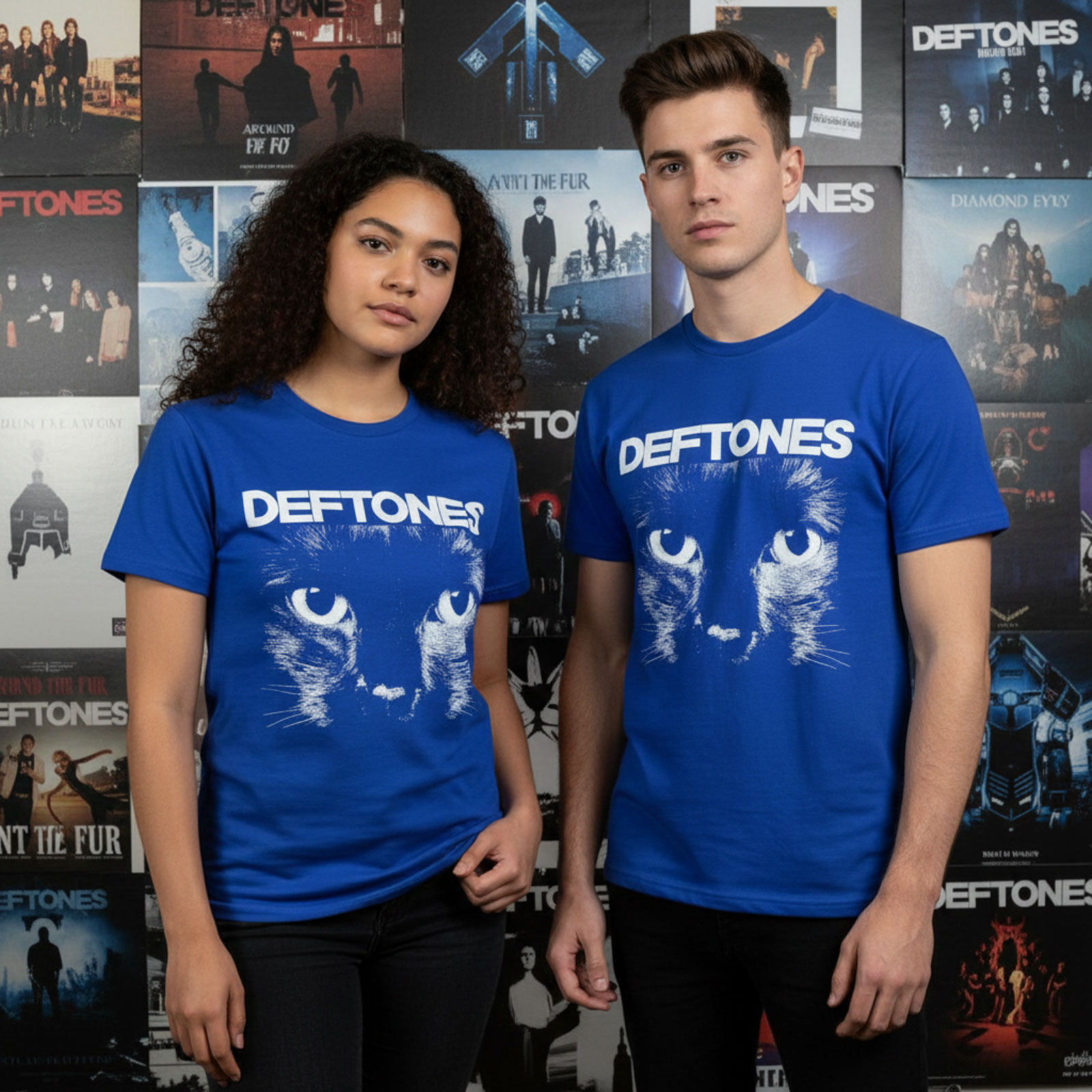 Deftones Unisex Premium T-shirt: Sphynx (Blå) (Ryggtryck)