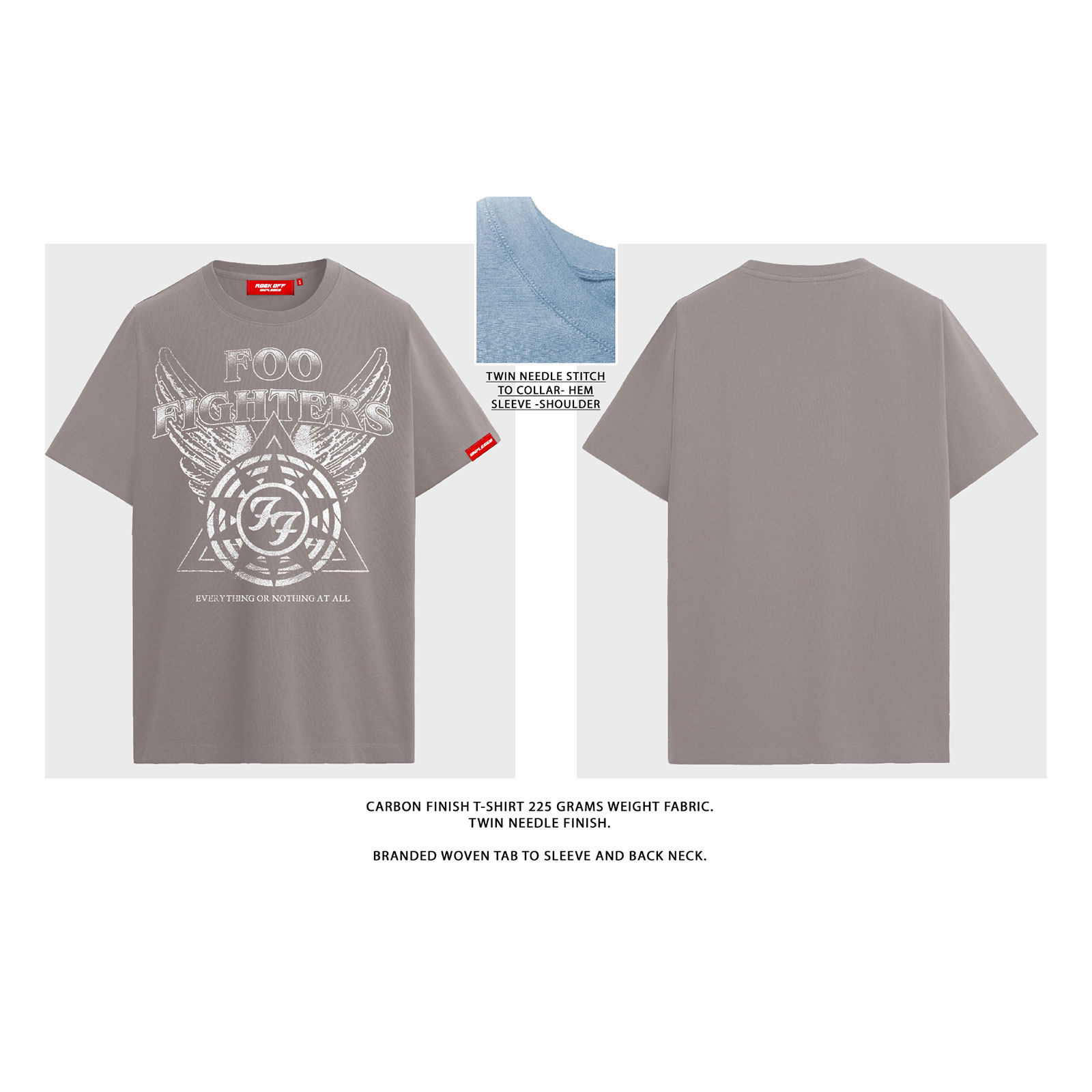 Foo Fighters Unisex Premium T-skjorte: EONAA Logo (Taupe) - 3