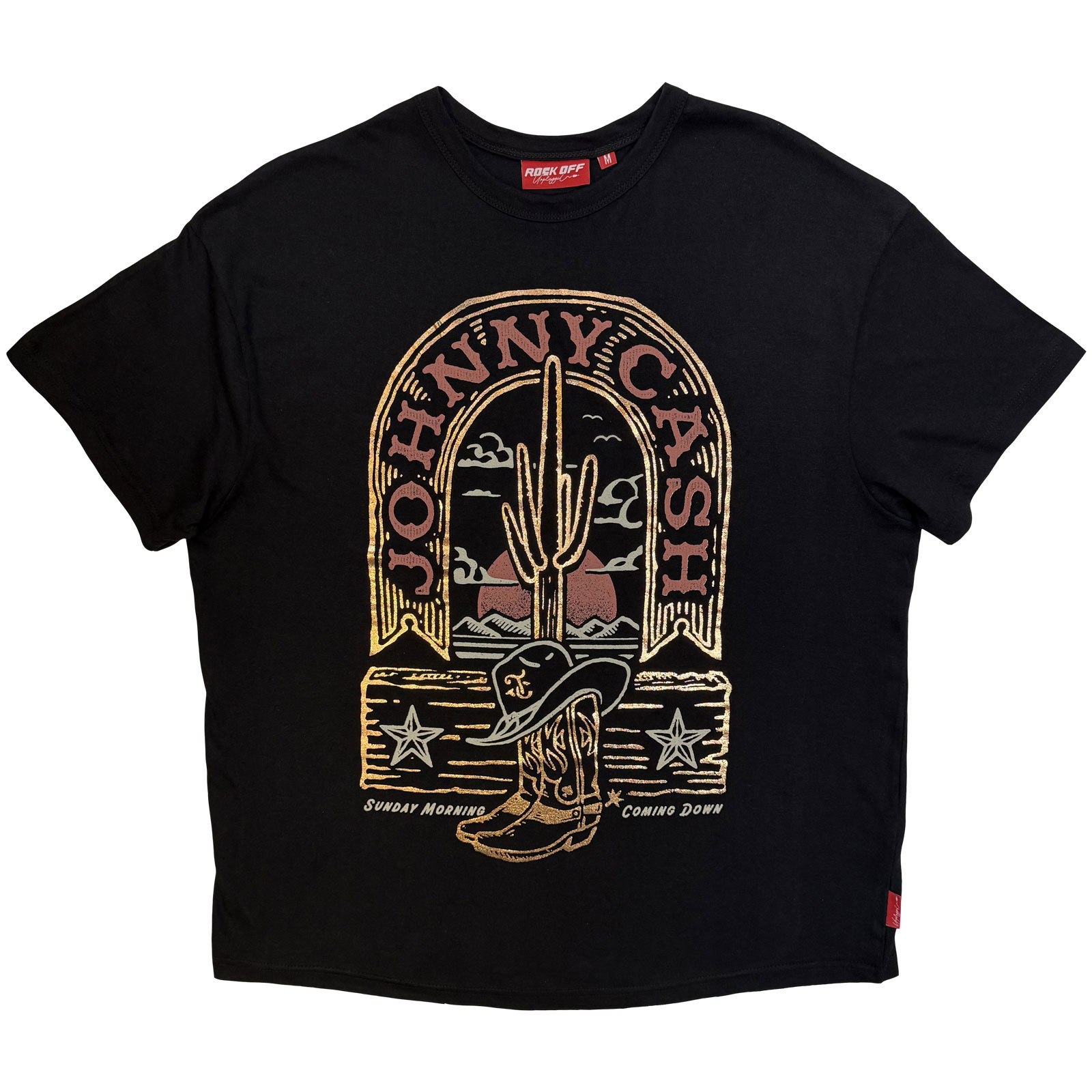 Johnny Cash Premium Dame T-shirt: Søndag Morgen (Sort) - 2
