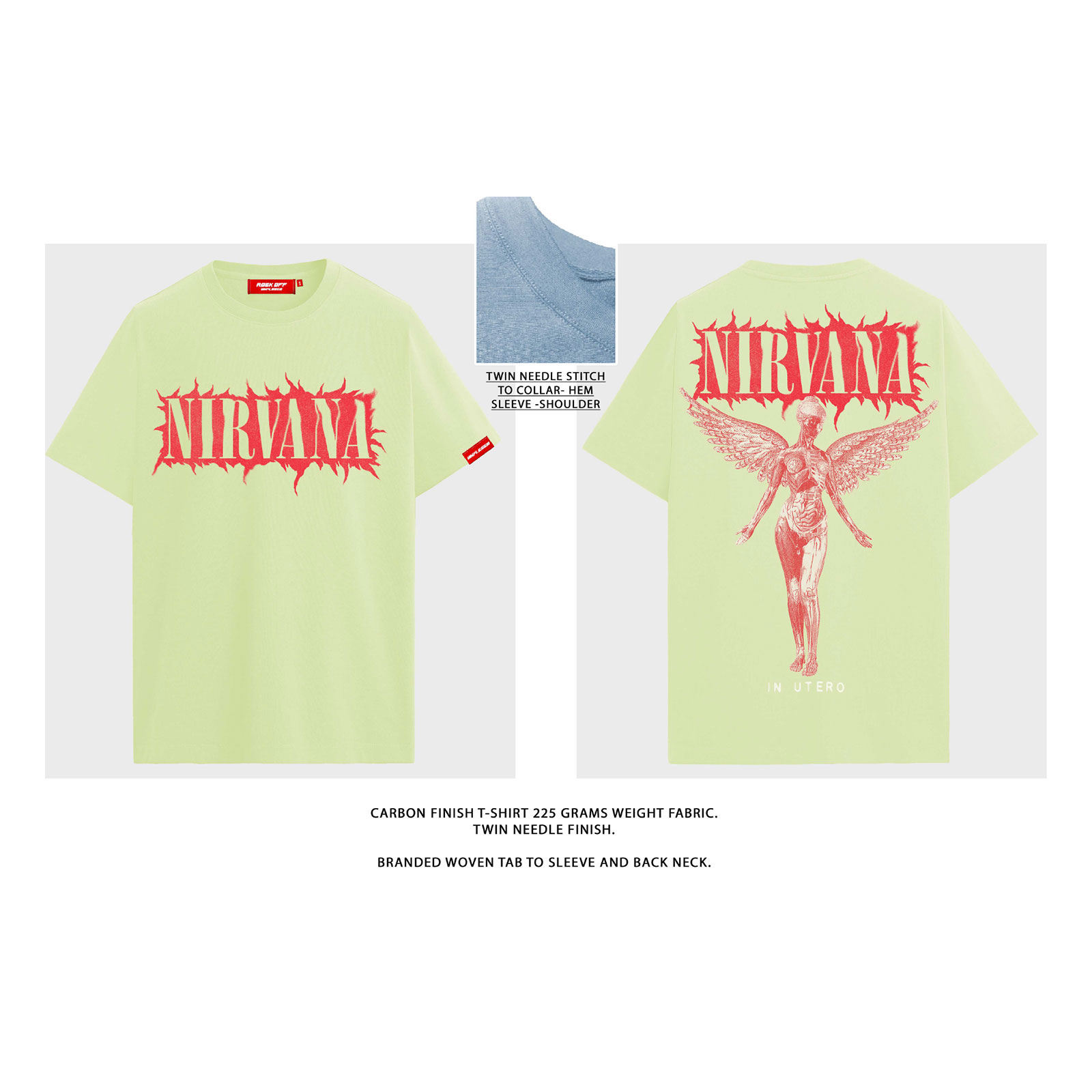 Nirvana Unisex Premium T-paita: In Utero Angel (Vihreä) (Takapaino) - 7