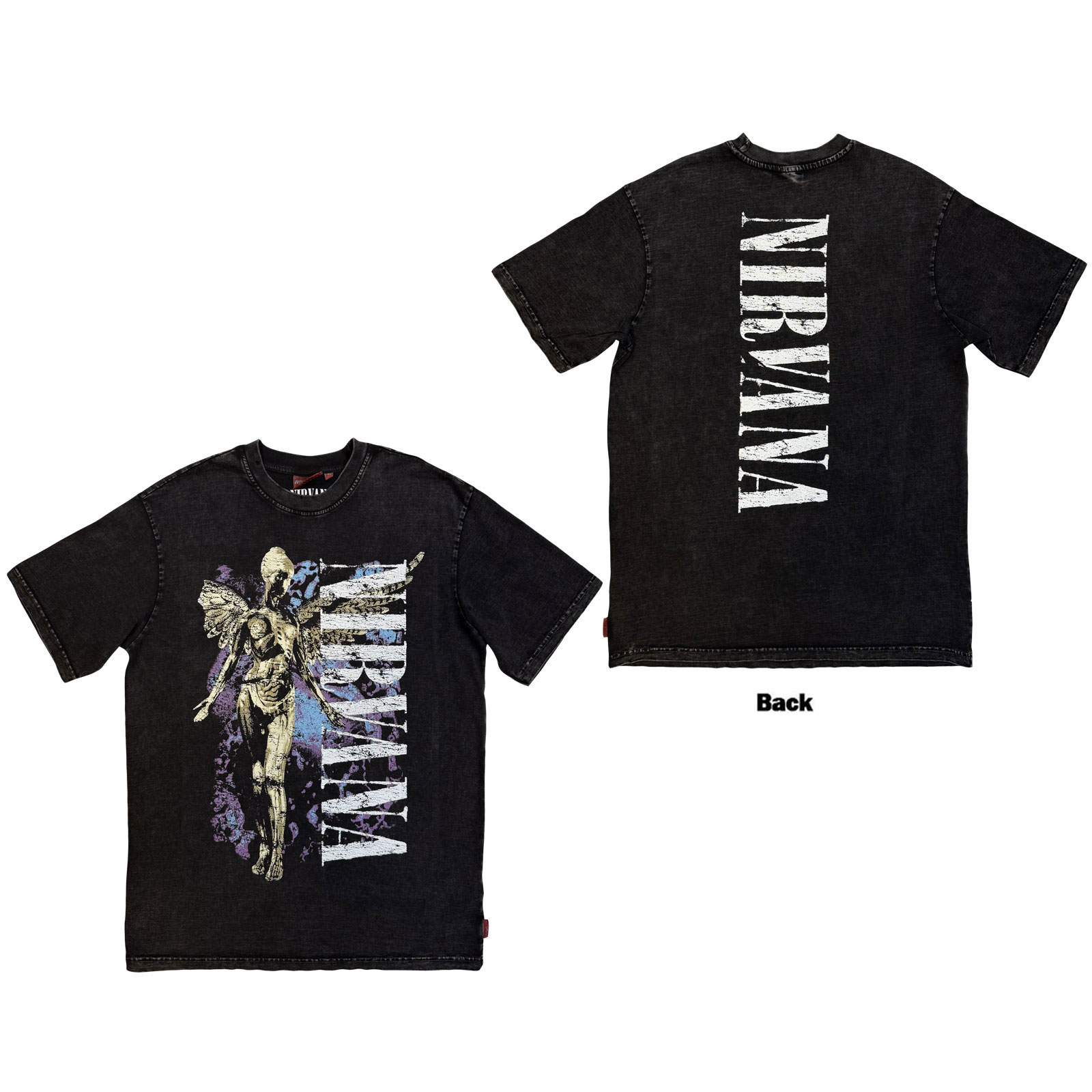 Nirvana Unisex Premium T-shirt: In Utero Angel Wash (Svart) (Ryggtryck) - 2