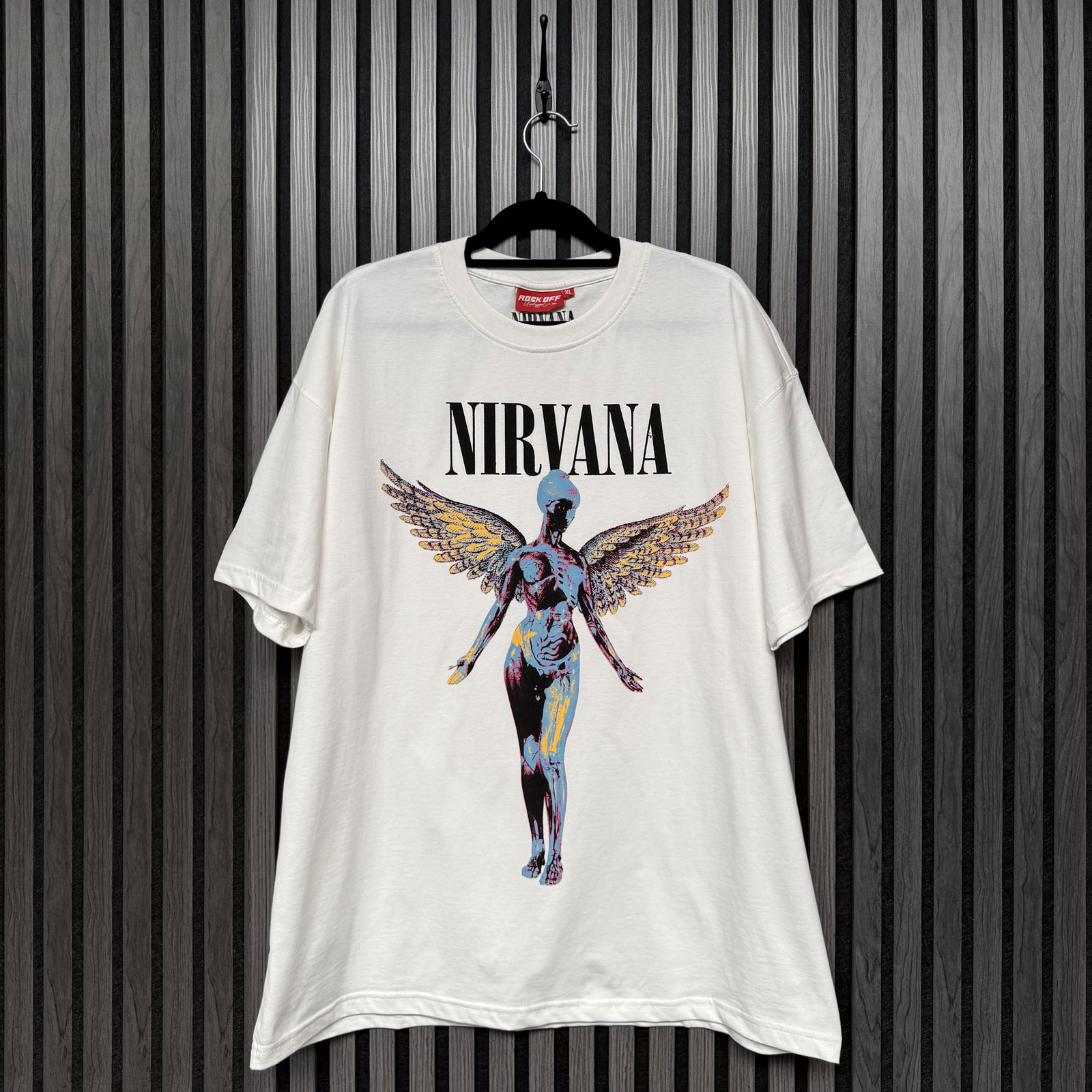 Nirvana Premium Oversize Dam T-shirt: In Utero Angel (Naturvit) - 3
