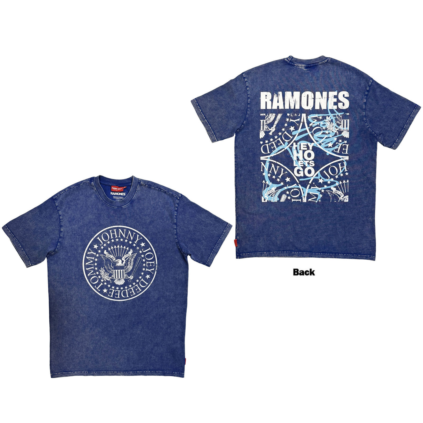 Ramones Unisex Premium T-shirt: Presidential Seal Wash (Blå) (Ryggtryck) - 2