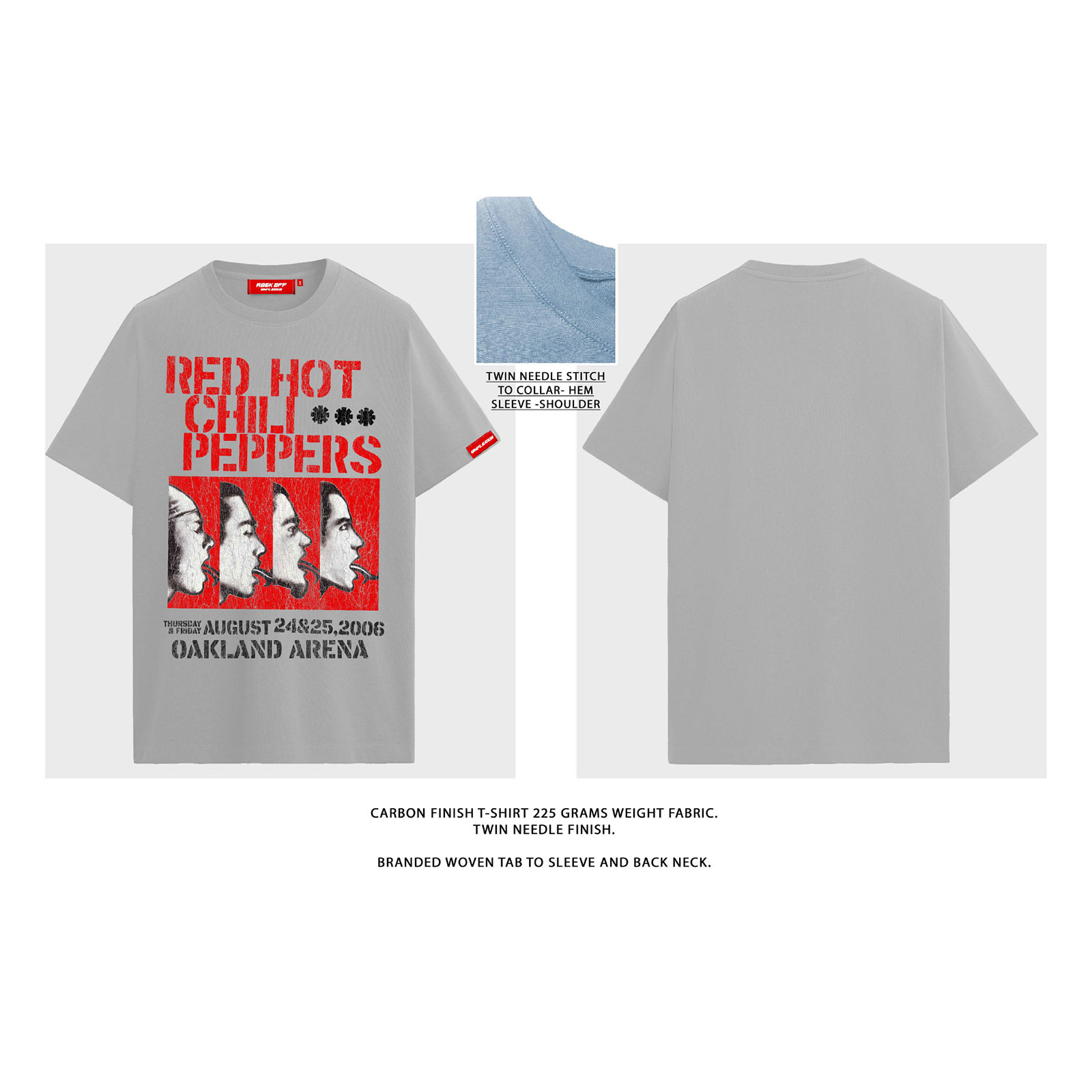 Red Hot Chili Peppers Unisex Premium T-skjorte: Oakland Arena (Grå) - 4