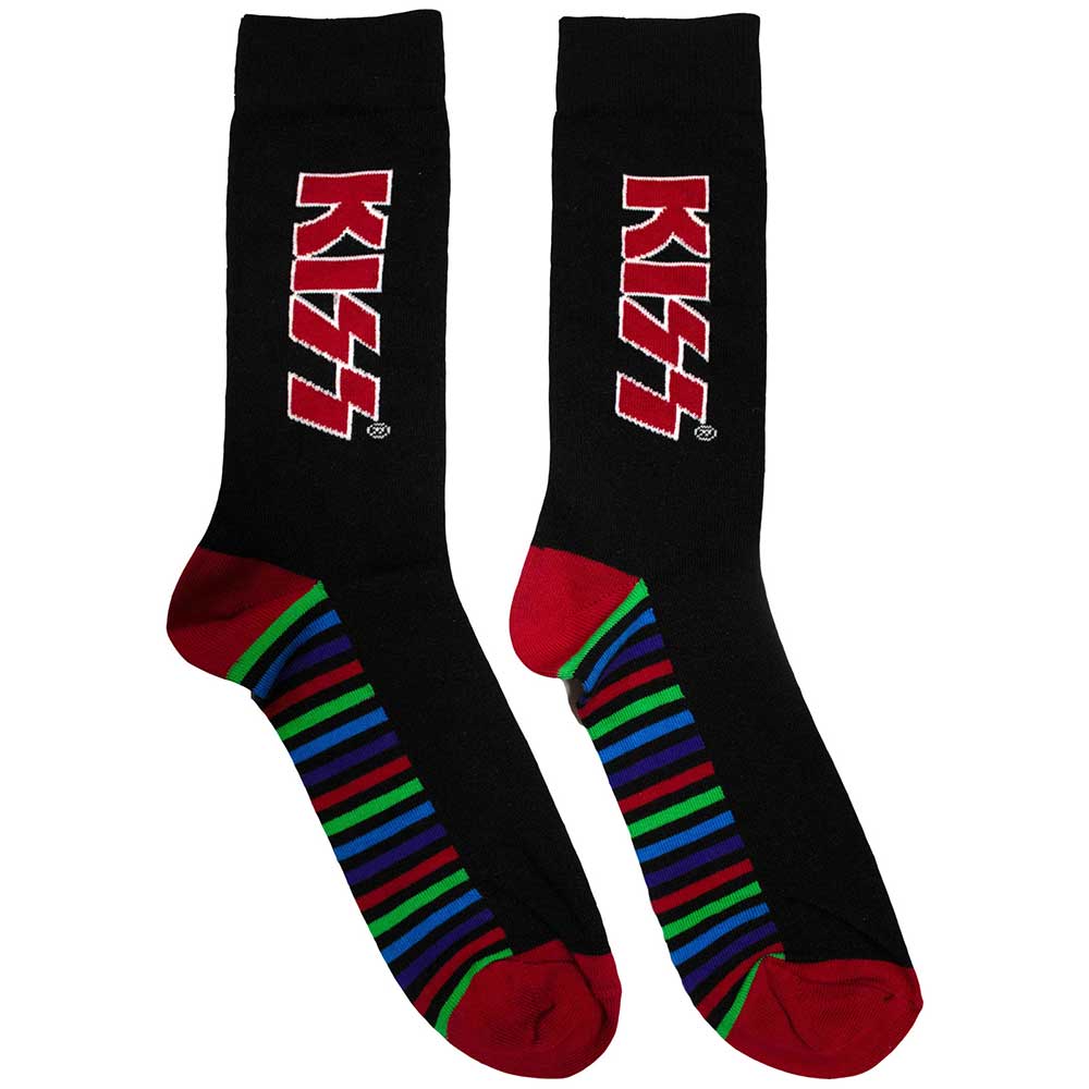 KISS Unisex Ankle Socks: Red Logo & Stripes (UK Size 6 - 11)
