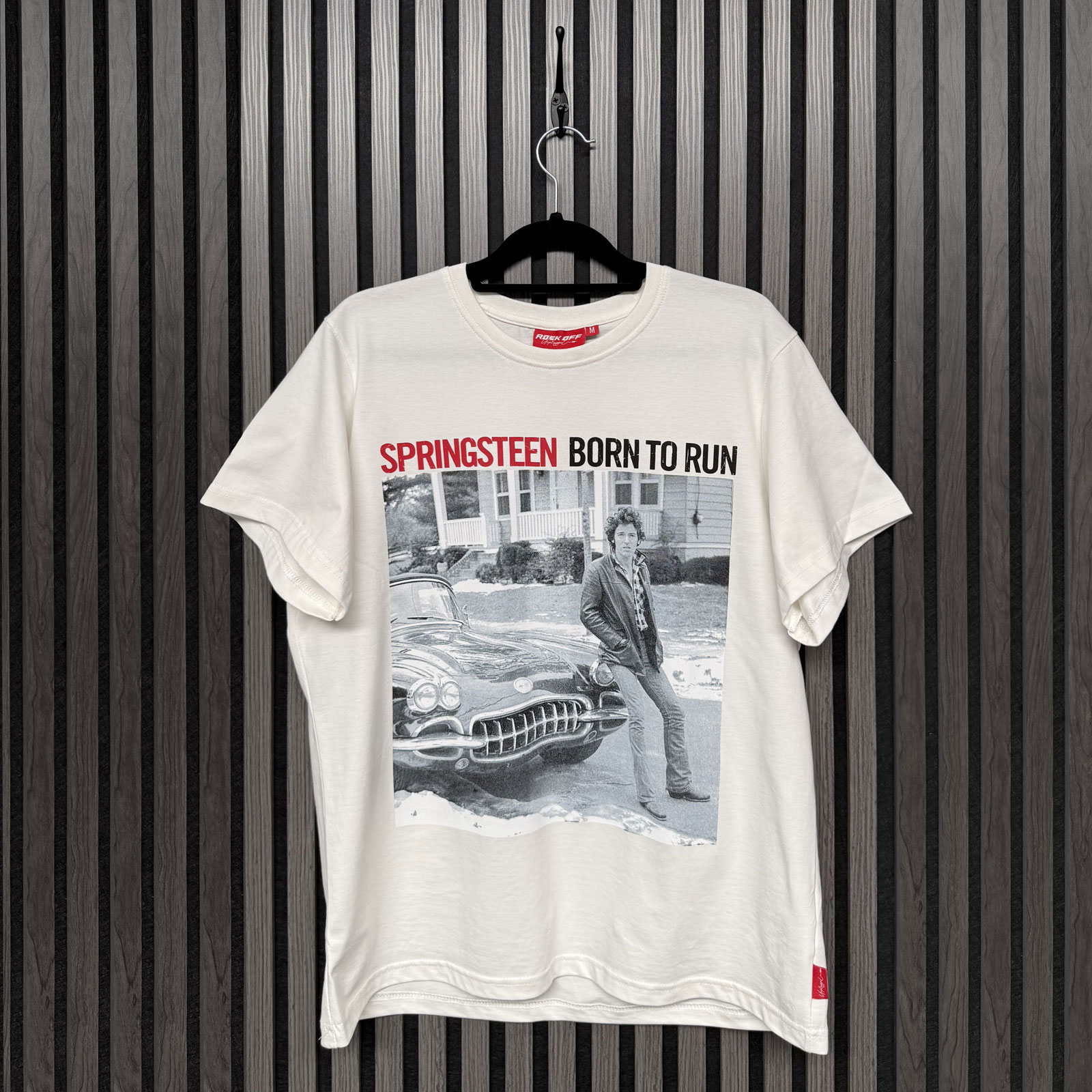 Bruce Springsteen Unisex Premium T-Shirt: Born To Run (White) (Back Print) - 3