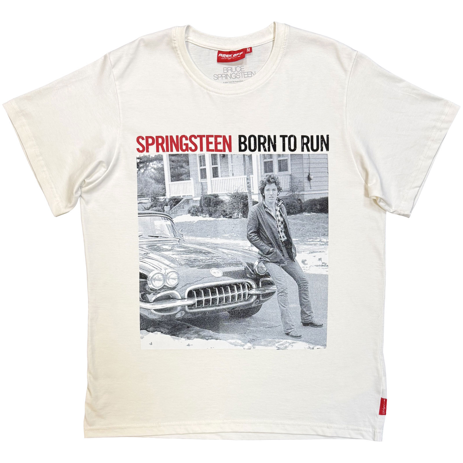 Bruce Springsteen Unisex Premium T-Shirt: Born To Run (White) (Back Print) - 5