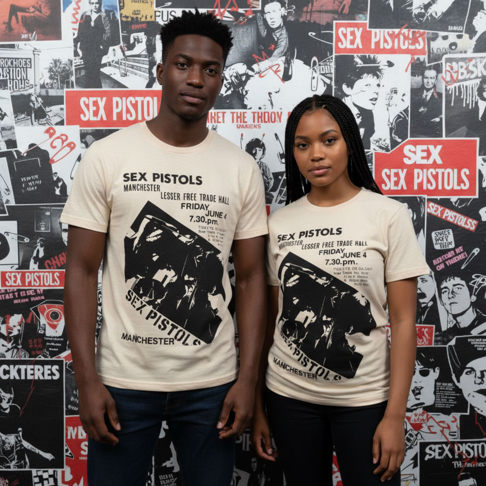 The Sex Pistols Unisex Premium T-shirt: Manchester (Sand)