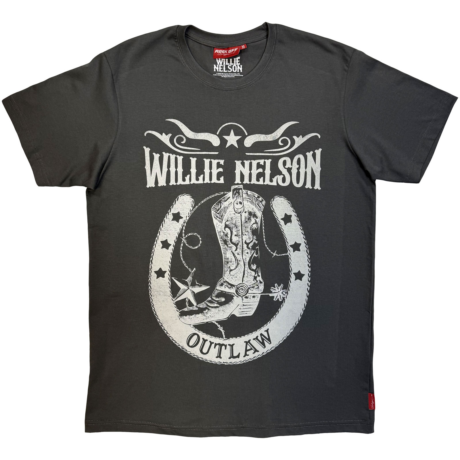 Willie Nelson Unisex Premium T-Shirt: Outlaw (Charcoal Grey) - 2