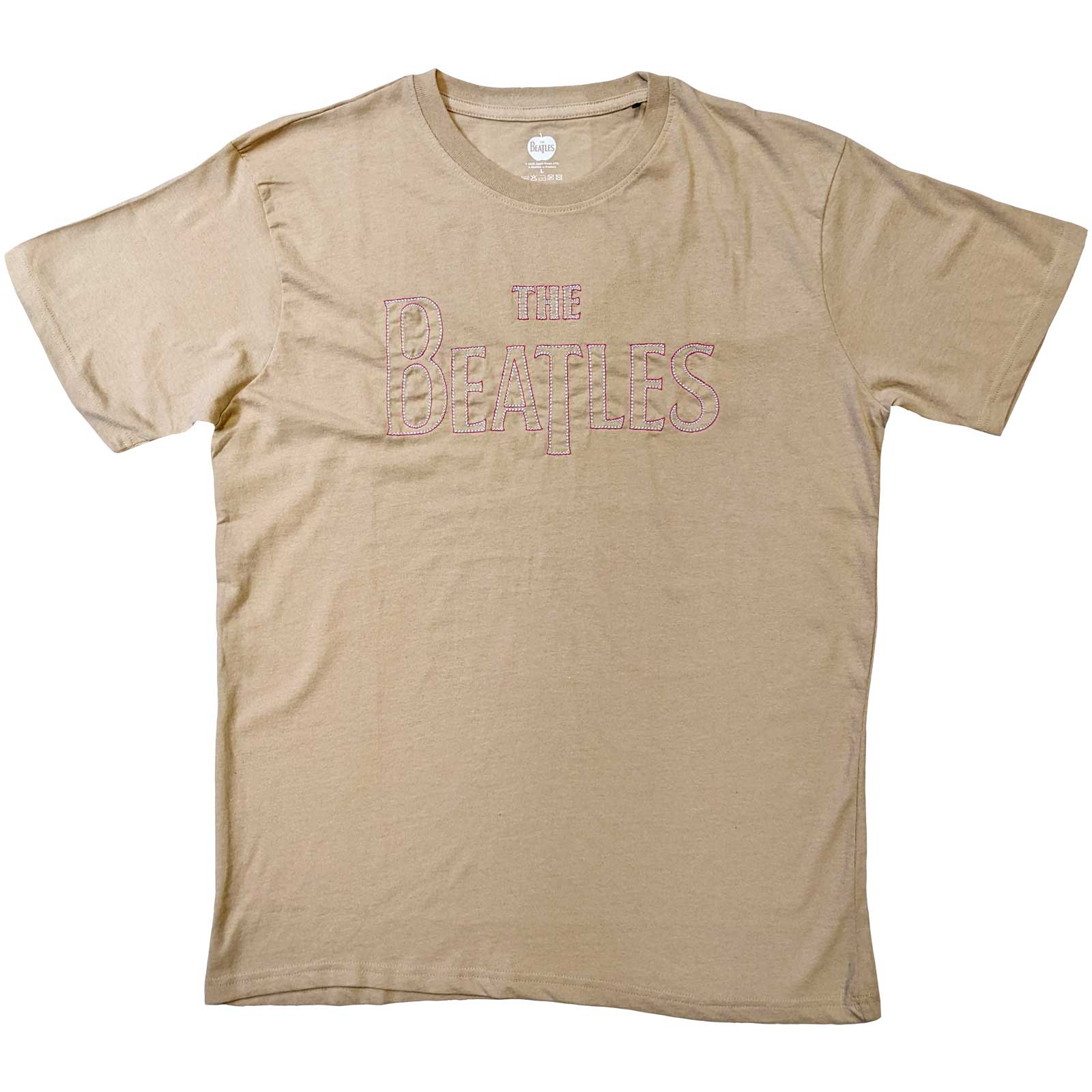 The Beatles Unisex T-Shirt: Drop T Logo (Embroidered) (Large)