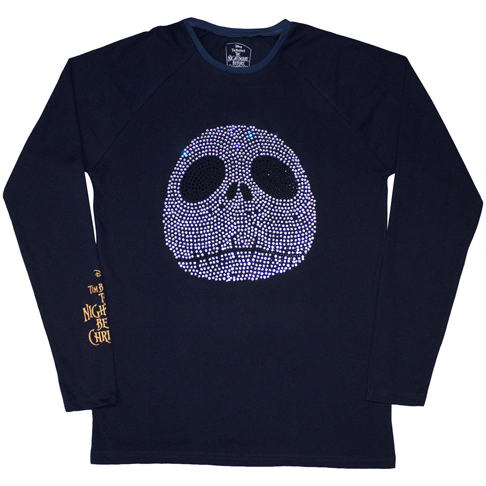 The Nightmare Before Christmas Unisex Long Sleeve T-Shirt: Rhinestone Jack (Embellished) (Large)