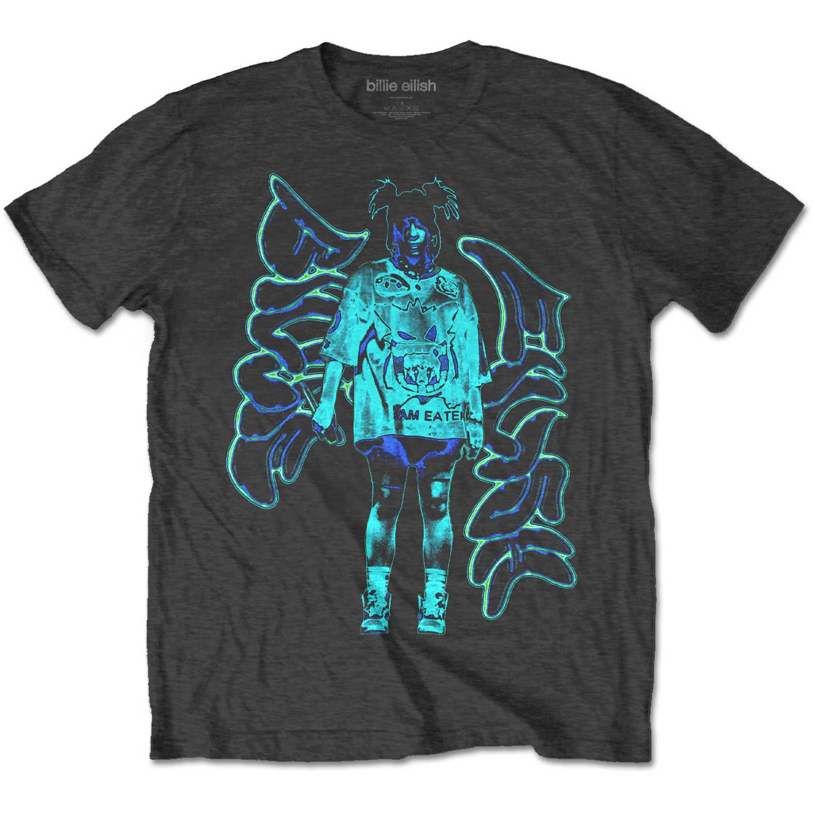 Billie Eilish Unisex T-Shirt: Neon Graffiti Logo (Large)