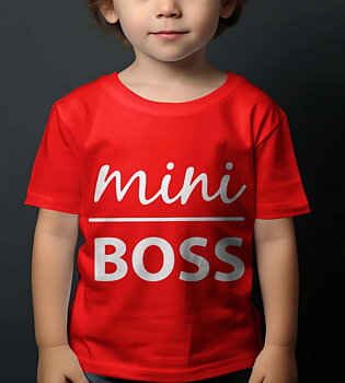 Kids t-shirt: "Mini Bossn" - red- size 9-11 years