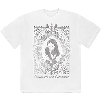 Disney Unisex T-Shirt: Alice In Wonderland - Alice Curiouser & Curiouser (White) (X-Large)