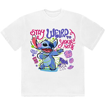 Disney Unisex T-Shirt: Lilo & Stitch - Stay Weird To Yourself (White) (Medium)