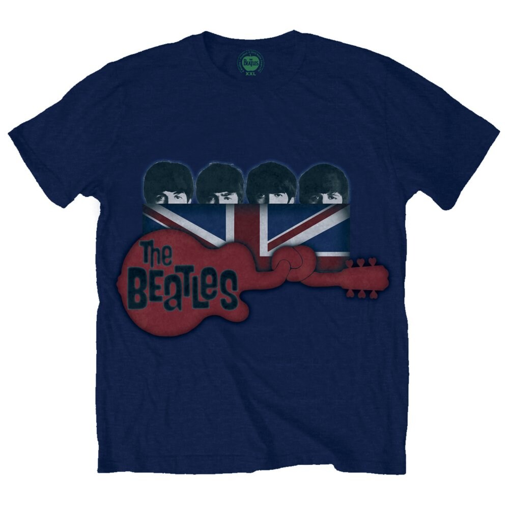 The Beatles Unisex T-Shirt: Guitar & Flag (Small) - 2