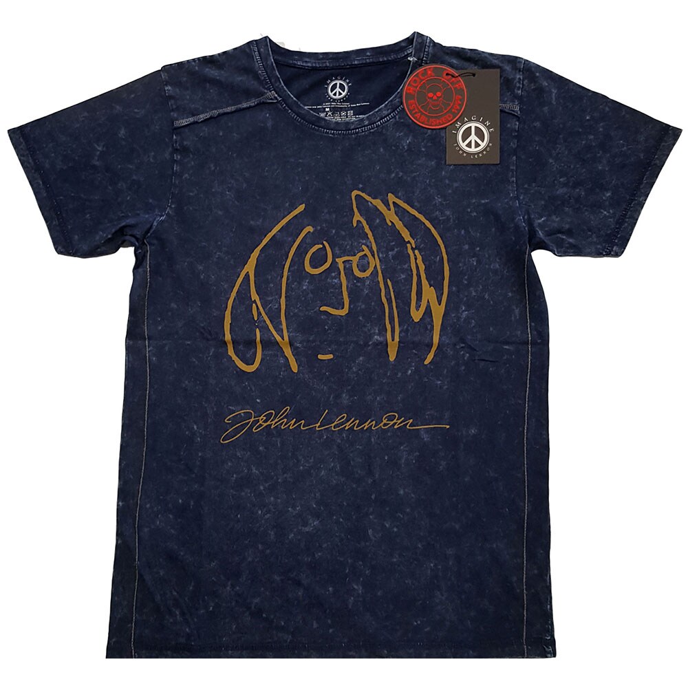 John Lennon Unisex Snow Wash T-Shirt: Self Portrait (Large)