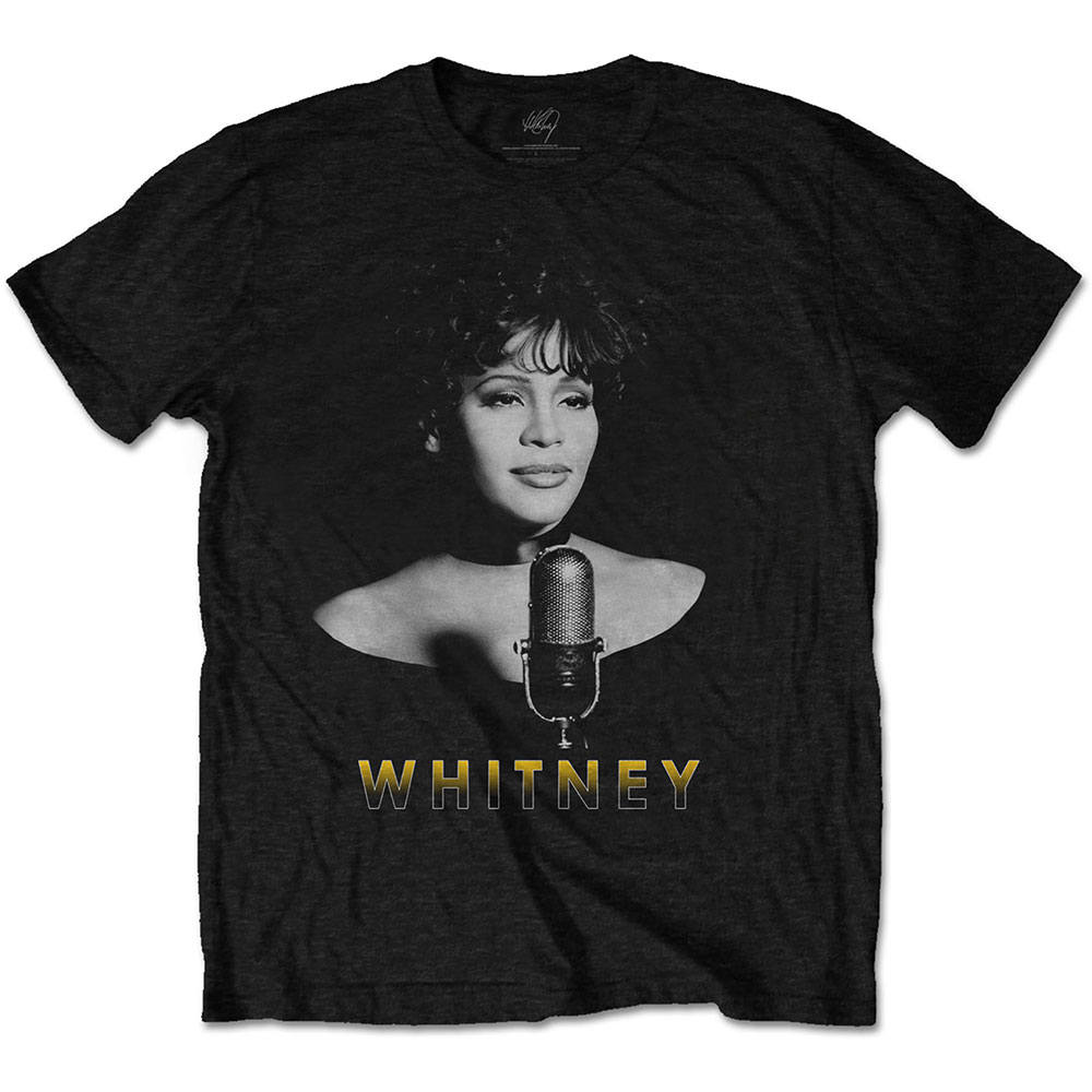 Whitney Houston Unisex T-Shirt: Black & White Photo (Medium)