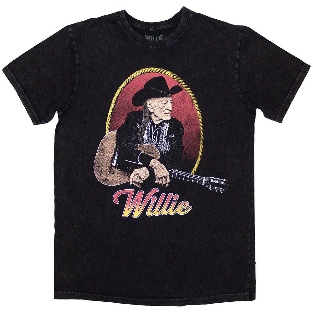 Willie Nelson Unisex Stone Wash T-Shirt: Lasso Portrait (XX-Large)