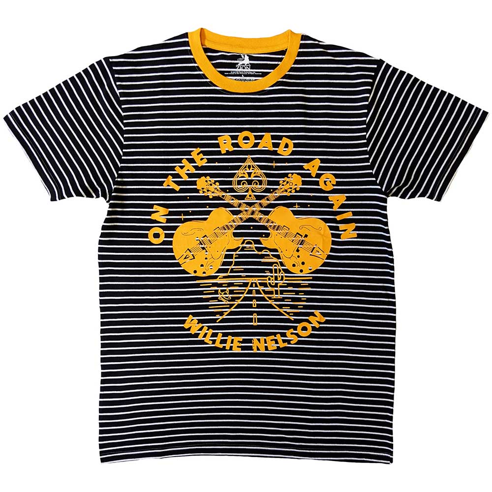 Willie Nelson Unisex Ringer T-Shirt: On The Road Again Ringer (Small)