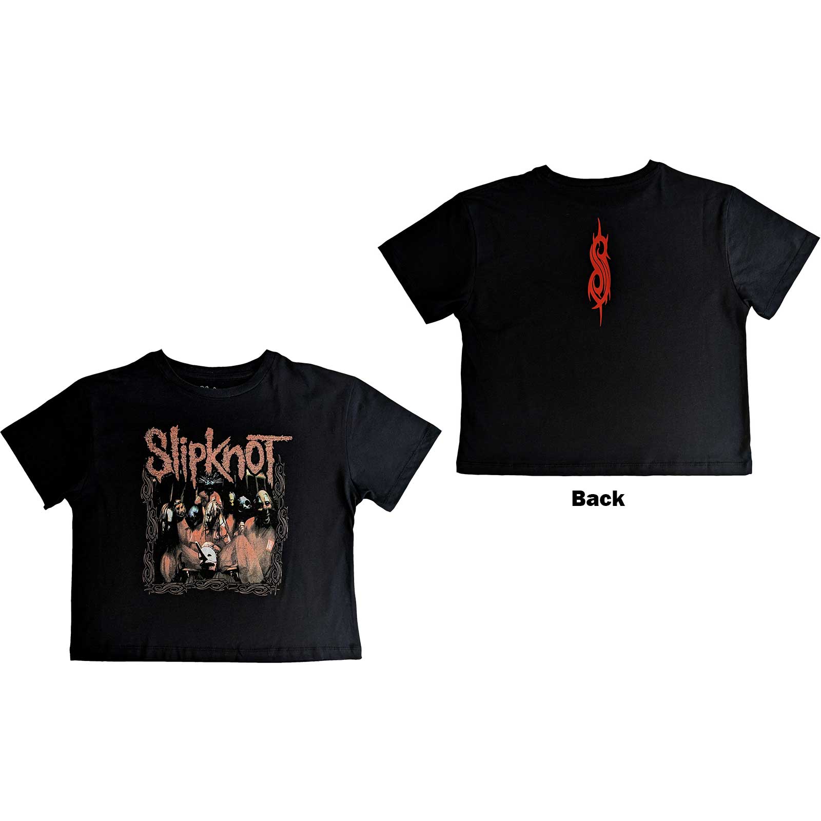 Slipknot Ladies Crop Top: Band Frame (Back Print) (Medium)