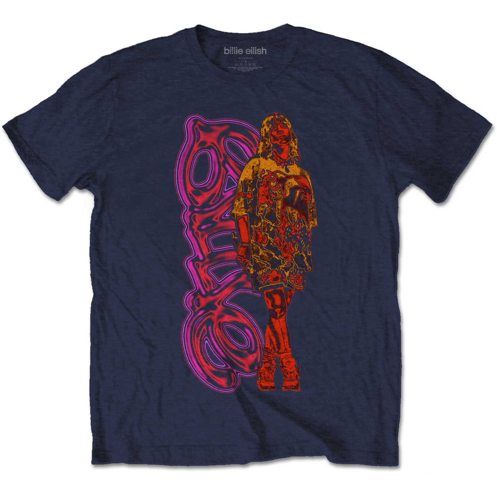 Billie Eilish Unisex T-Shirt: Neon Logo & Billie (X-Large)