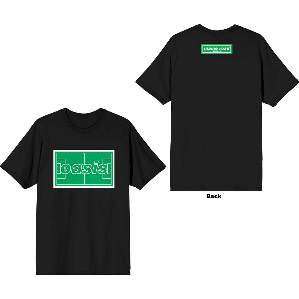 Oasis Unisex T-Shirt: Maine Road Football Pitch (Back Print) (Small)