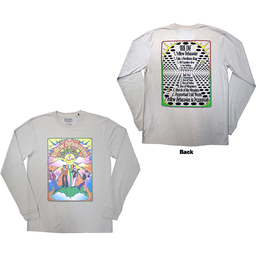 The Beatles Unisex Long Sleeve T-Shirt: Yellow Submarine Tracklist (Back Print) (Small)