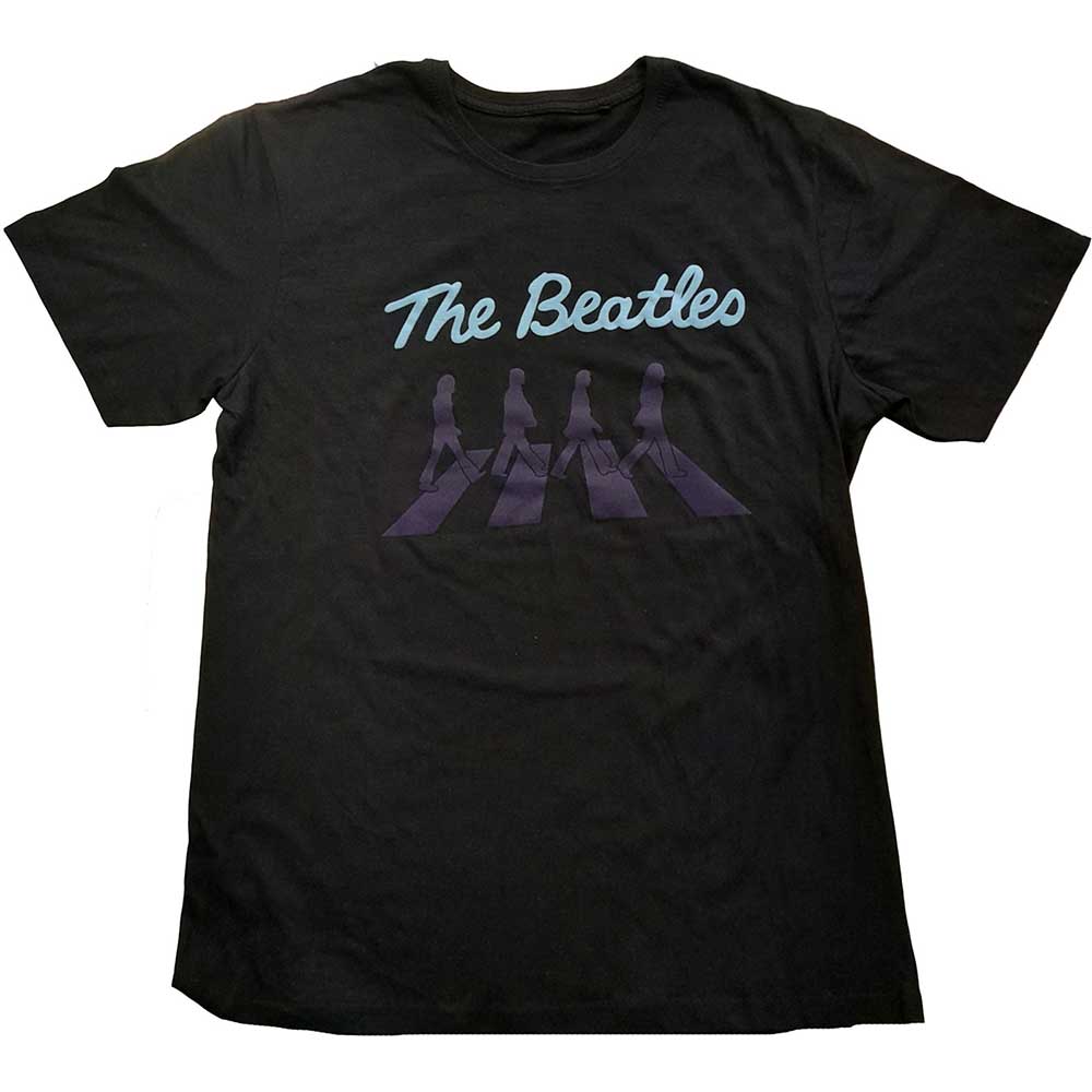 The Beatles Unisex T-Shirt: Crossing Silhouettes (Puff Print) (Small)