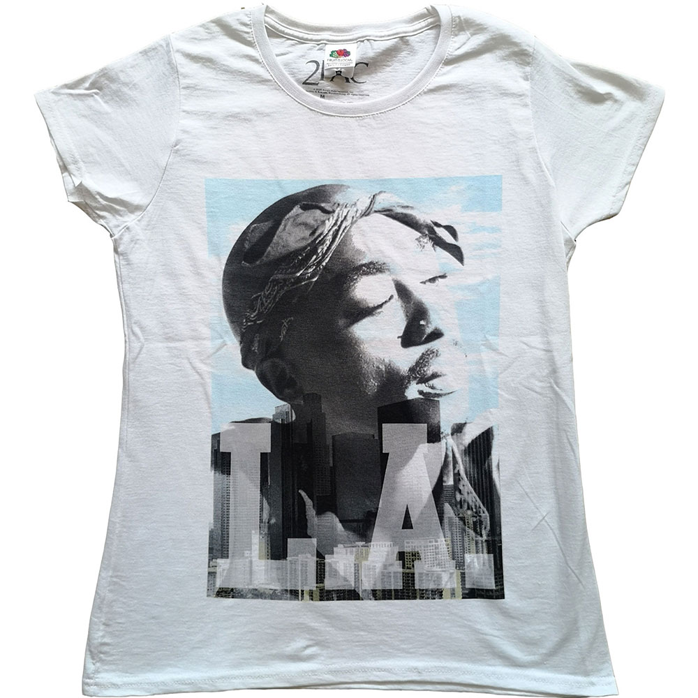 Tupac Ladies T-Shirt: LA Skyline (XX-Large)