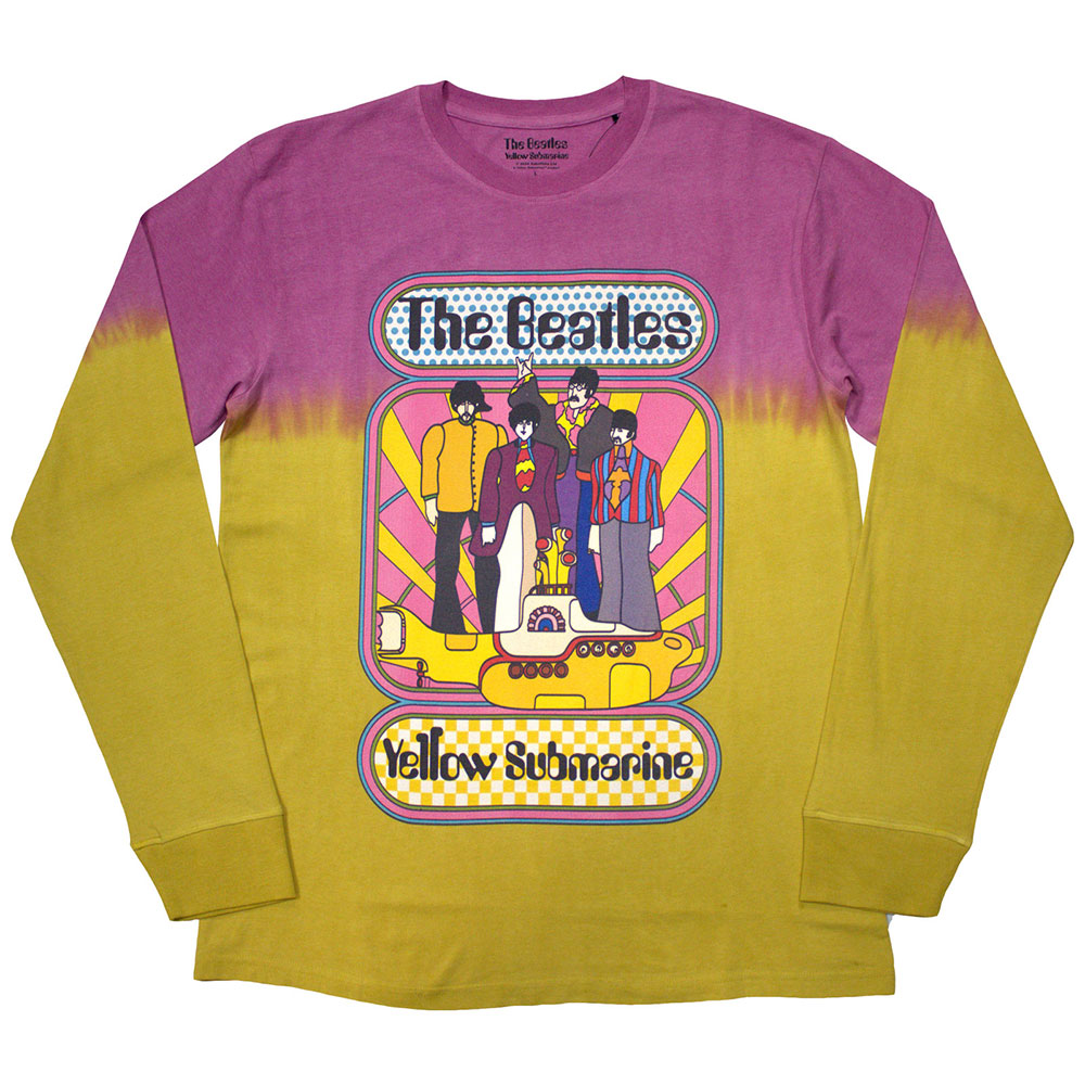The Beatles Unisex Long Sleeve T-Shirt: Yellow Submarine Band Frame (Wash Collection) (Large)