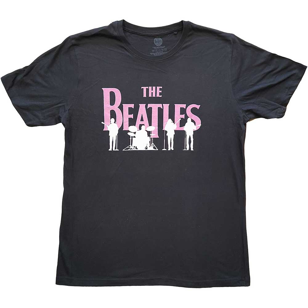 The Beatles Unisex T-Shirt: Band Silhouettes (Puff Print) (Medium)