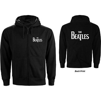 The Beatles Ladies Zipped Hoodie: Drop T Logo (Back Print) (Small)