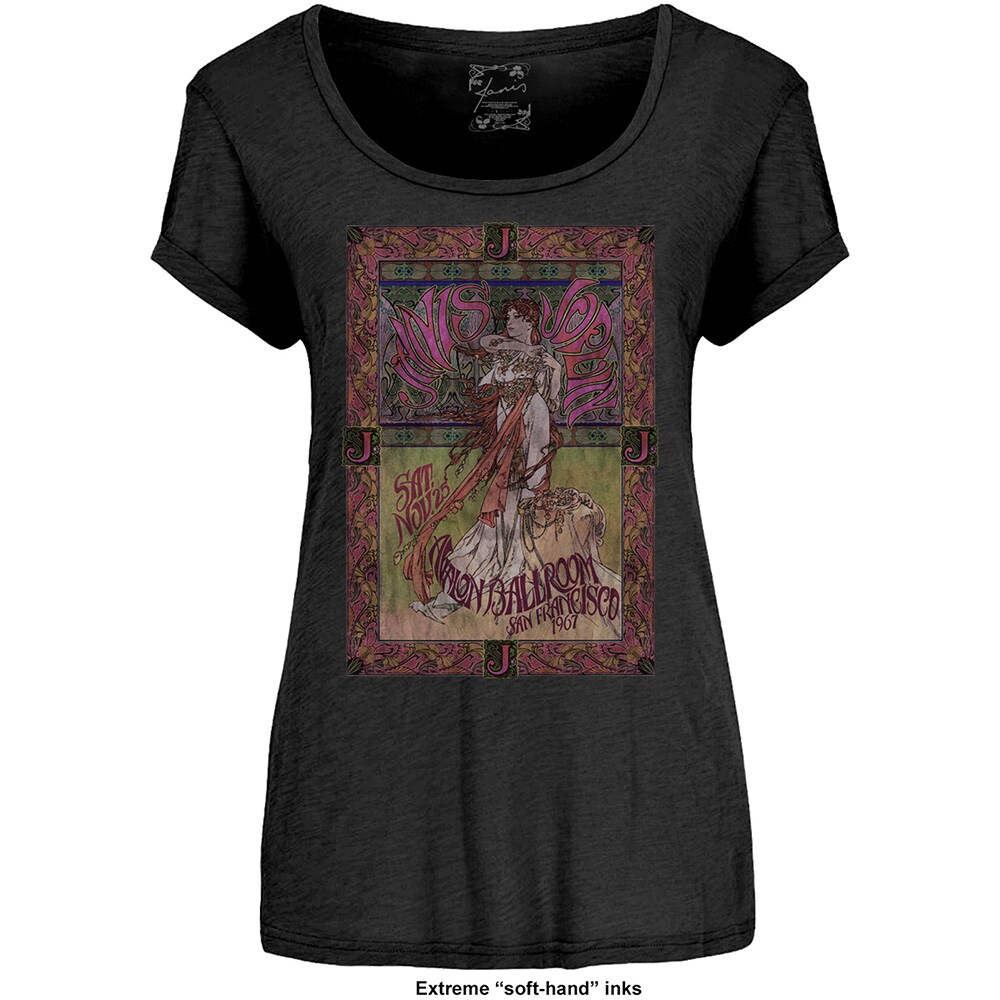 Janis Joplin Ladies T-Shirt: Avalon Ballroom '67 (Soft Hand Inks) (Small)