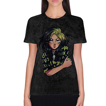 Billie Eilish Unisex T-Shirt: Anime Billie (Dip-Dye) (Small)