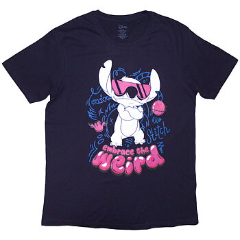 Disney Unisex T-Shirt: Lilo & Stitch Embrace The Weird (Navy Blue) (Small)