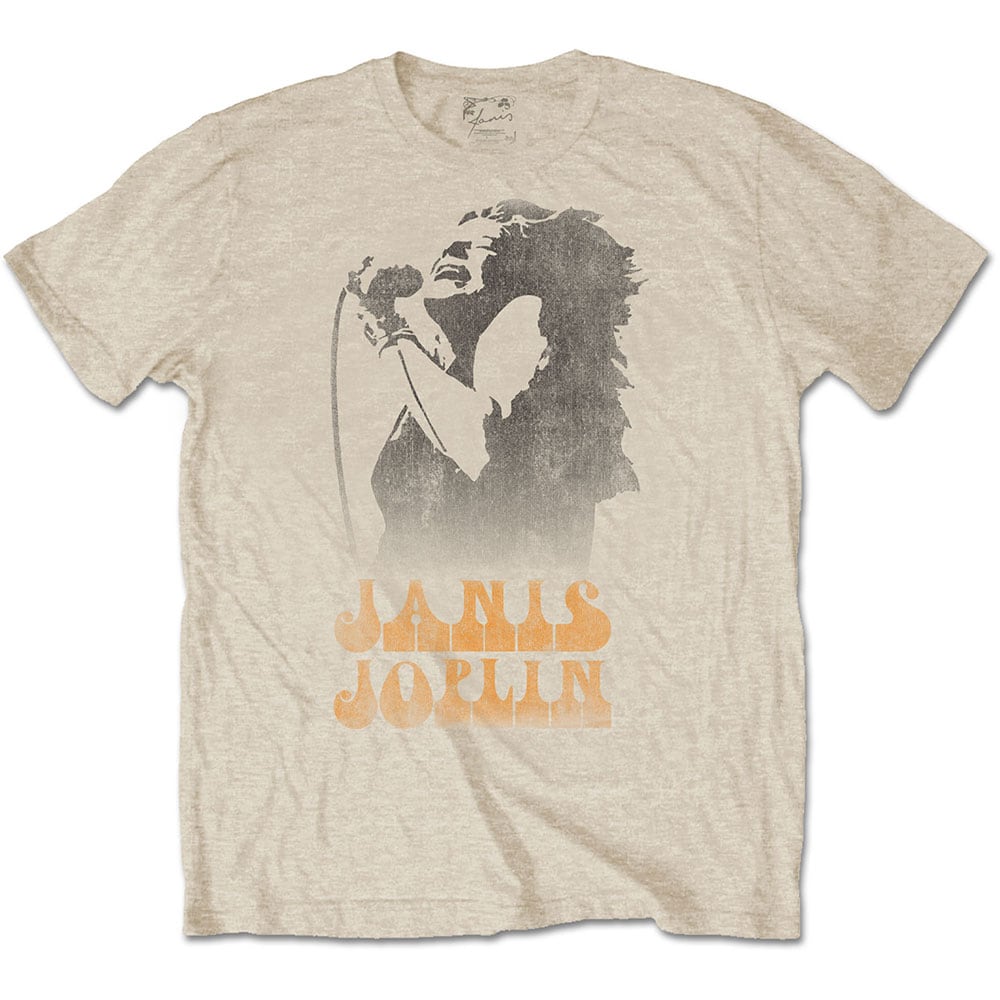 Janis Joplin Unisex T-Shirt: Working The Mic (Small)