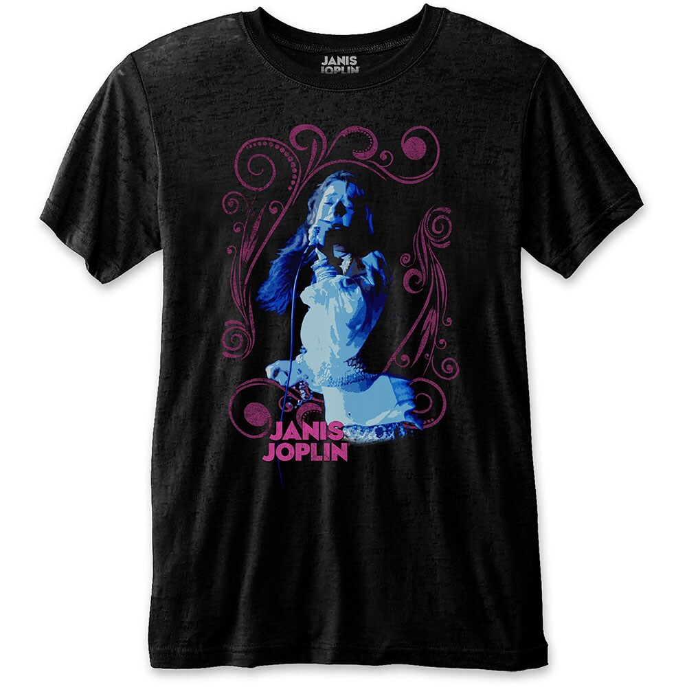 Janis Joplin Unisex T-Shirt: Floral Frame (Small)