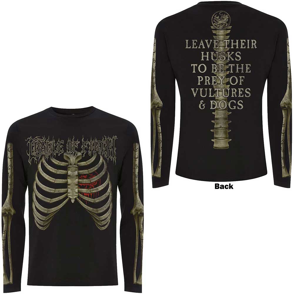 Cradle Of Filth Unisex Long Sleeve T-Shirt: Skeleton (Back & Sleeve Print) (Medium)