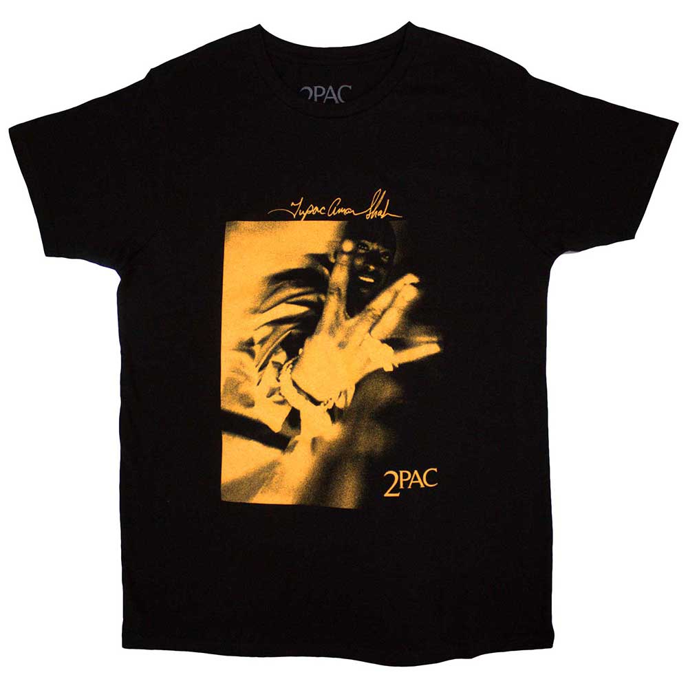 Tupac Unisex T-Shirt: Fingers Orange Tone (Small)